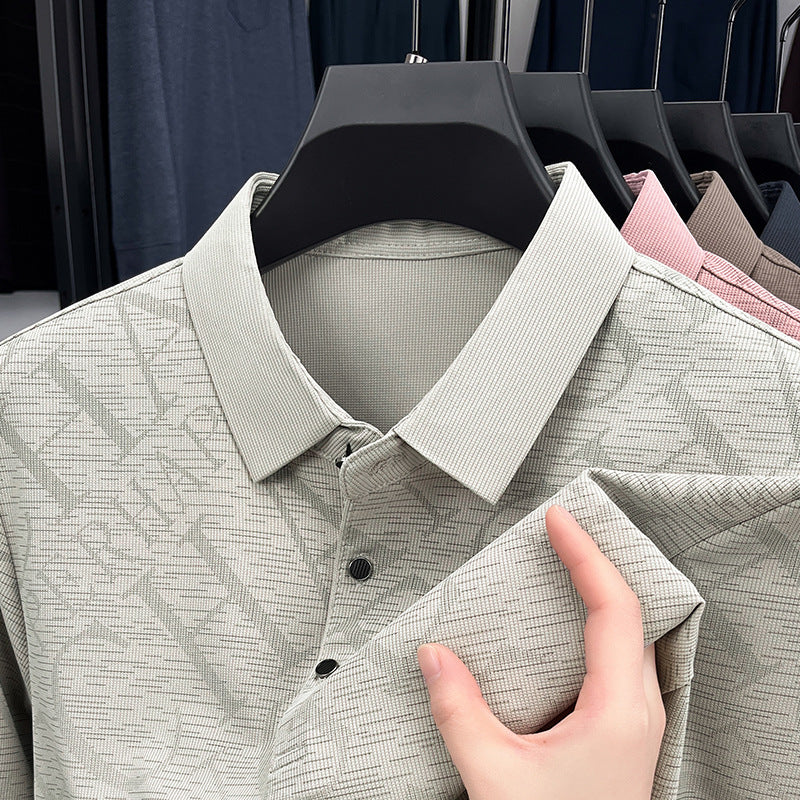 Patterned Long Sleeve Polo