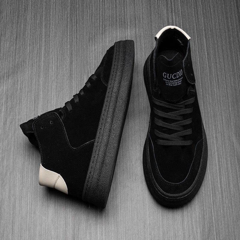 Top-Grain Leather Mid-Top Sneakers