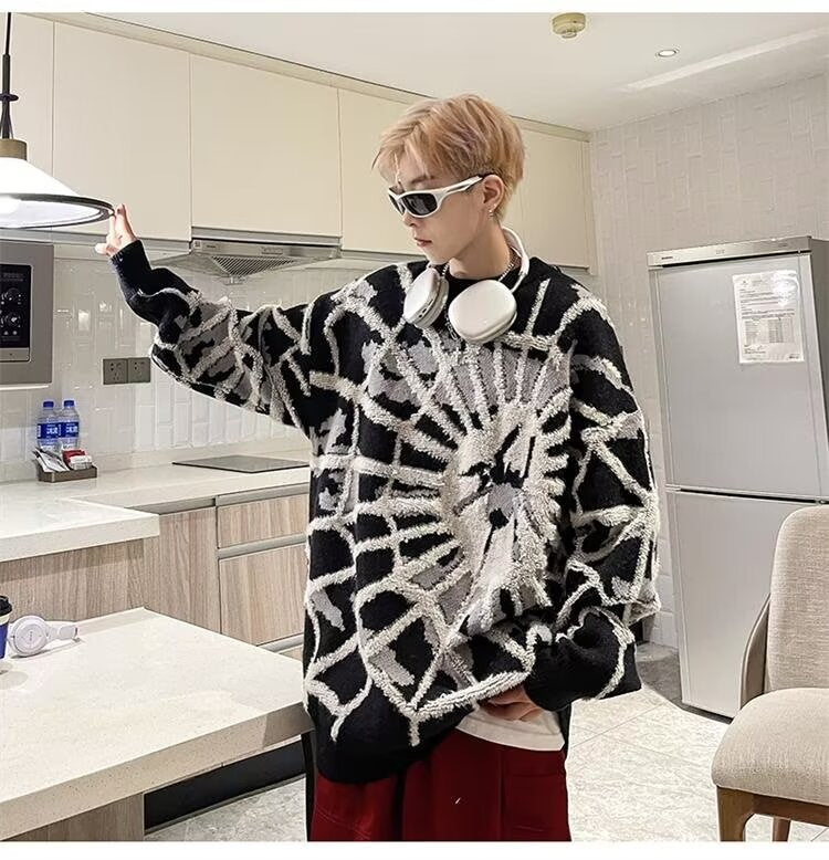Streetwear spiderweb sweater