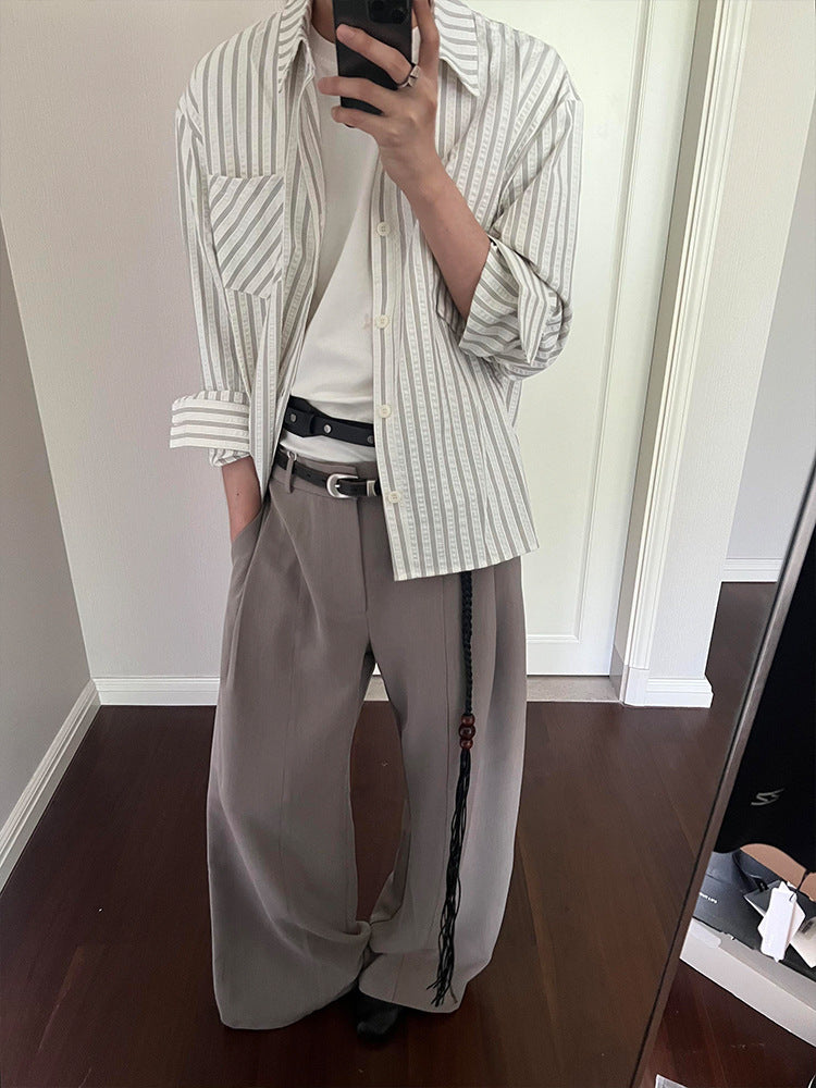 Oversized Stripe Button-Down Shirt