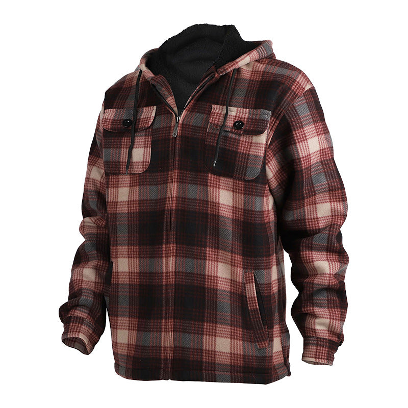 Lined Plaid Hooded Jacket