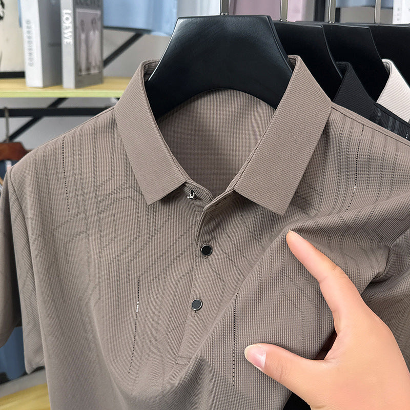 Geometric Ice-Silk Knit Polo