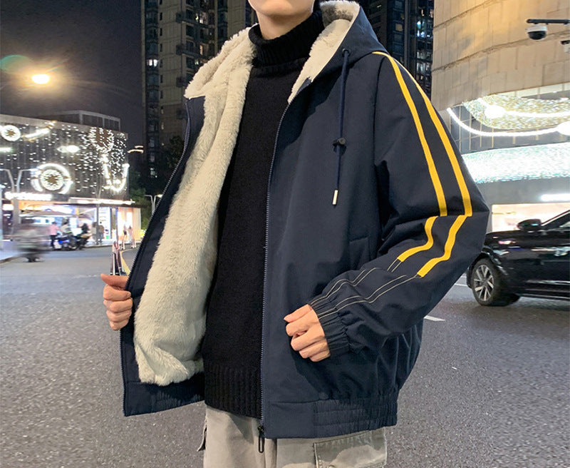 Fleece-Lined Hooded Bomber Jacket