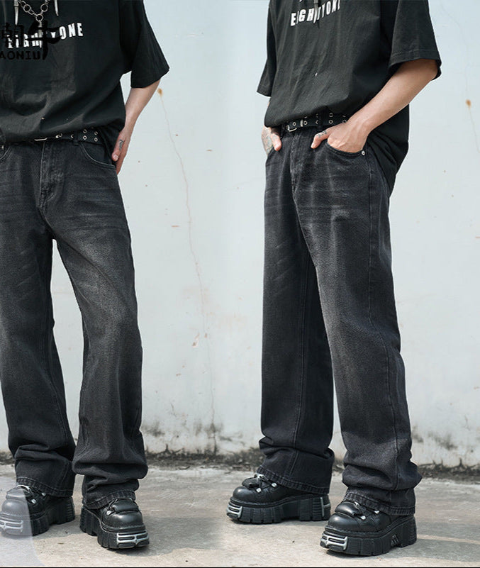 Wide-Leg Straight Jeans