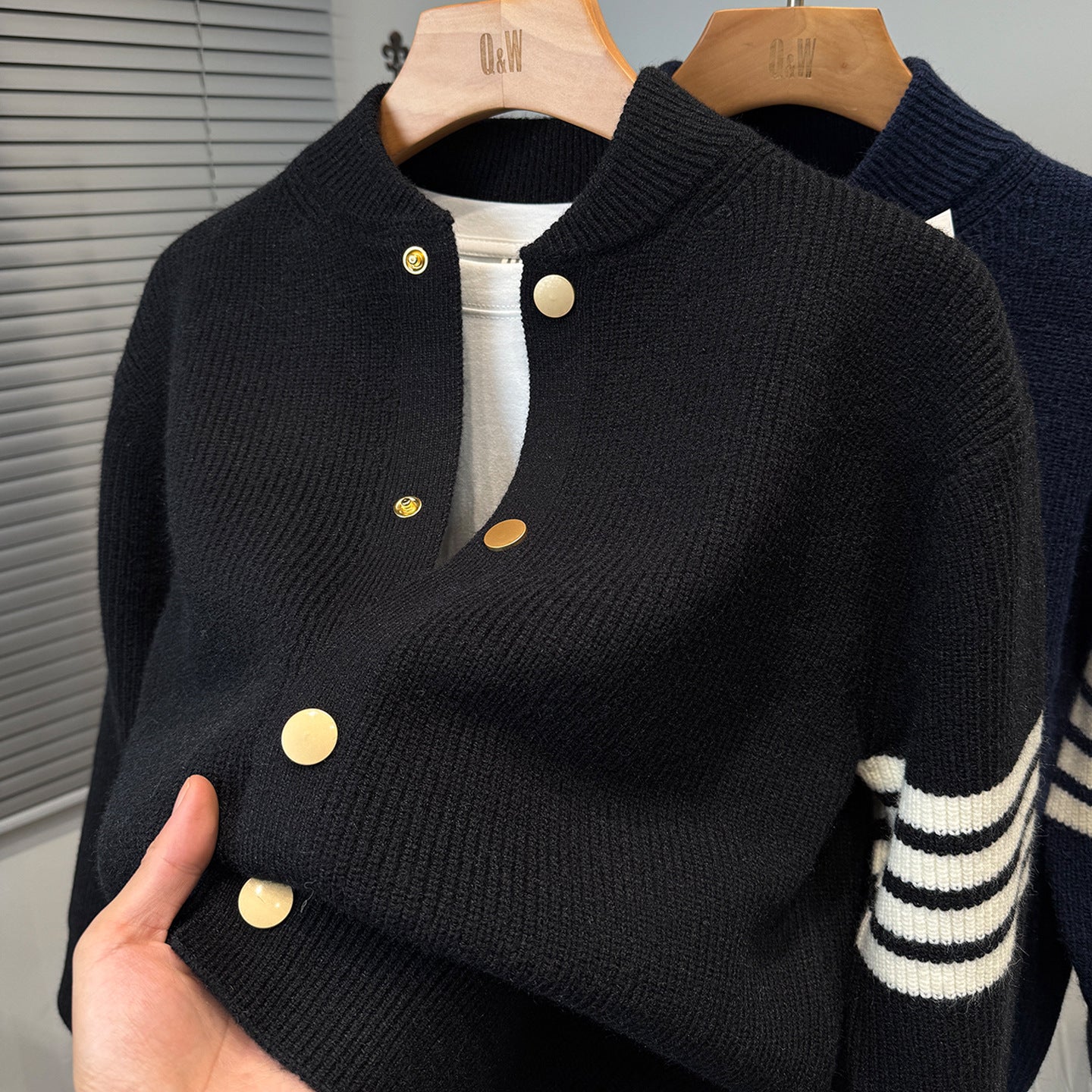2025 Fall/Winter Baseball Collar Sweater Jacket Men's Thickened Korean Casual Cardigan Knitted Knitted Jacket Trendy