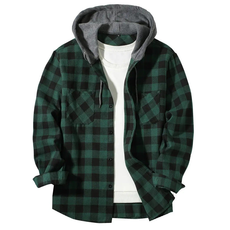 Plaid Hooded Shirt Jacket