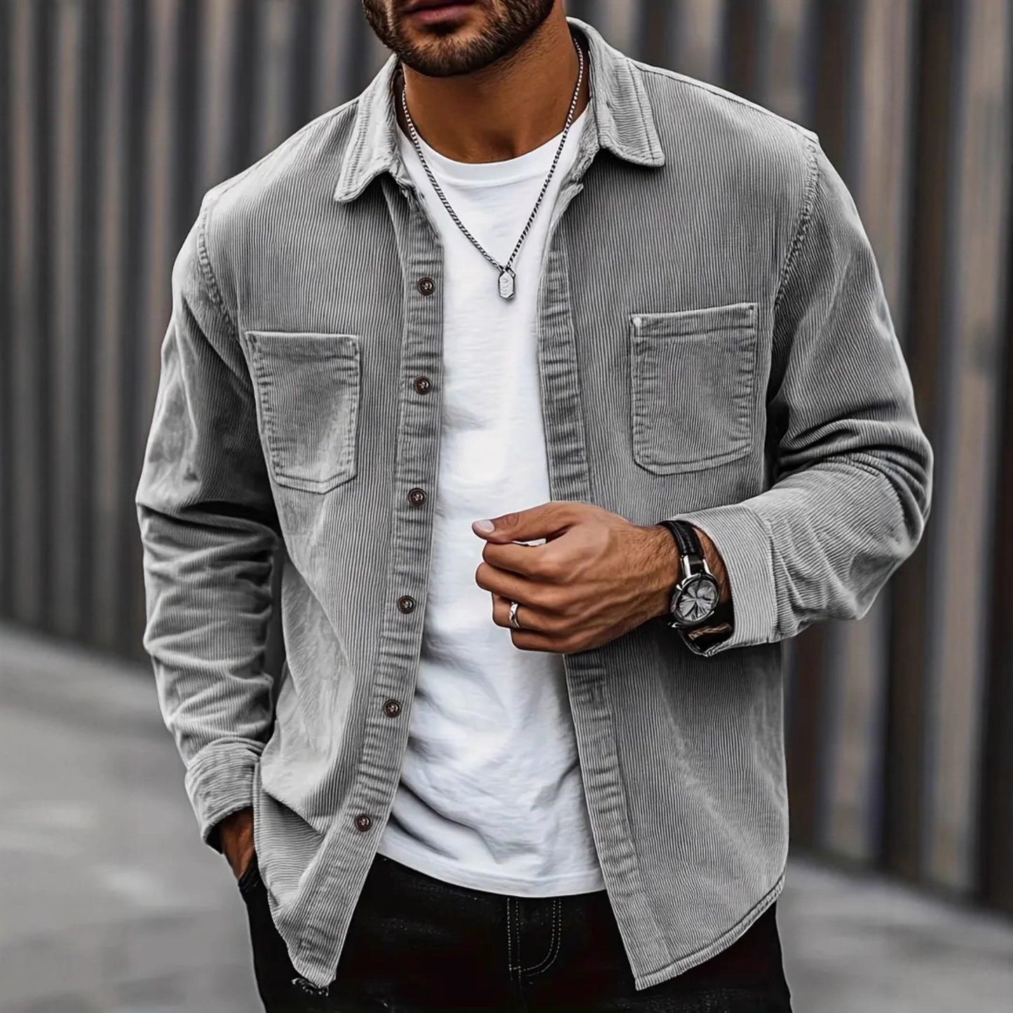 Casual Cord Shirt Jacket