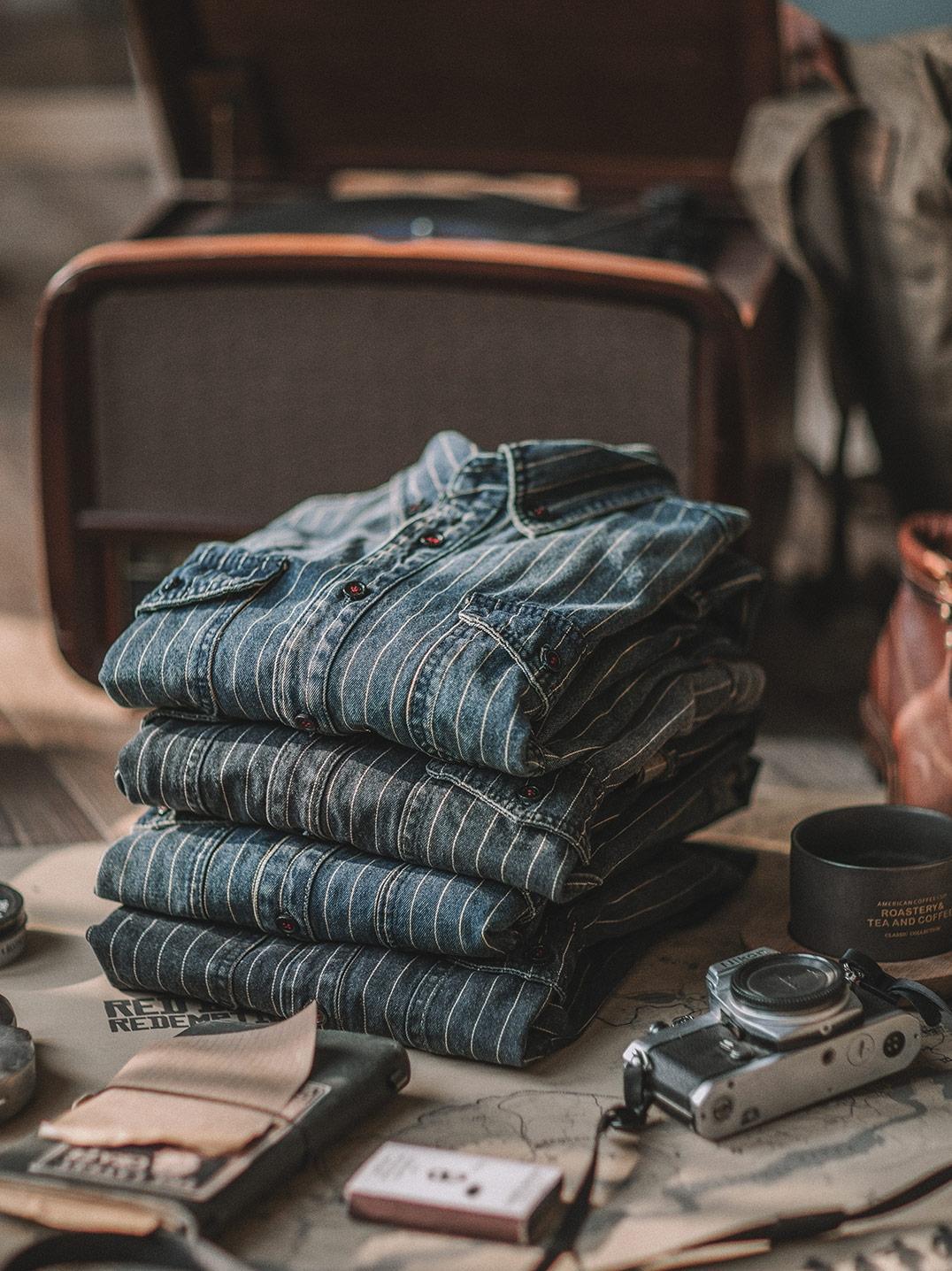 Vintage-Inspired Striped Workwear Shirt