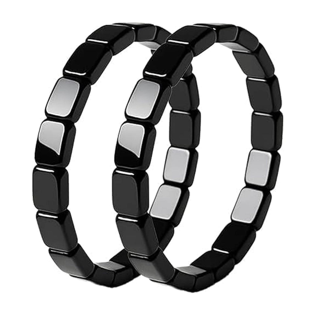 Cross-border hot sale square black gallstone bracelet men's elastic mix and match bracelet fashion beaded apple bracelet accessories accessories