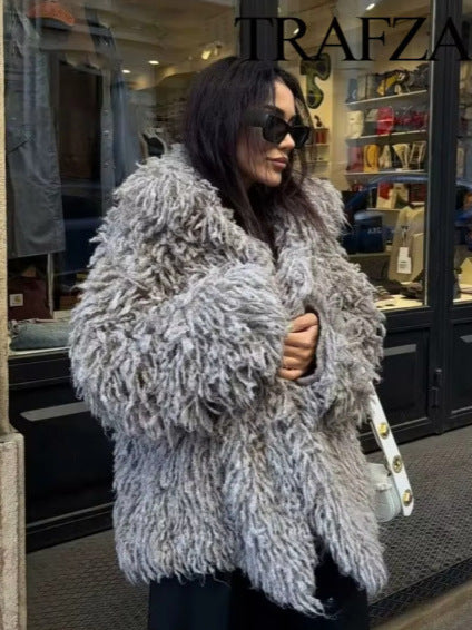 Women's Long-Pile Faux Fur Jacket
