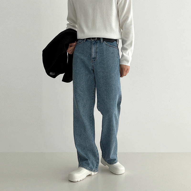 Wide-Leg Casual Denim Pants