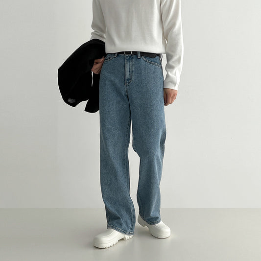 Wide-Leg Casual Denim Pants