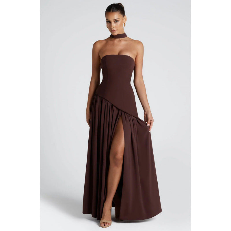 Strapless Slit Maxi Dress