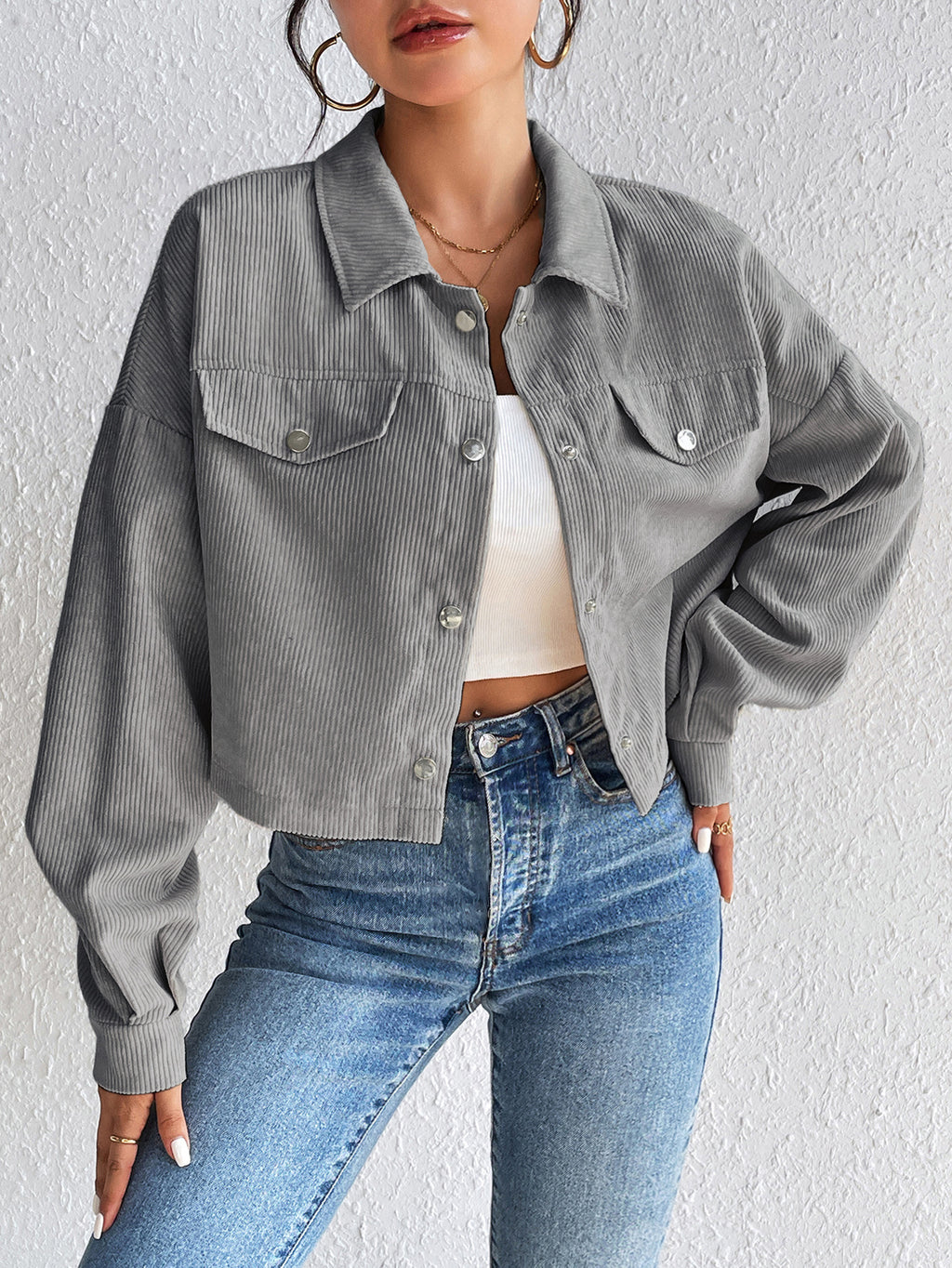 Corduroy Crop Utility Jacket
