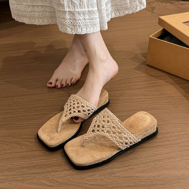Leather Platform Flip-Flops