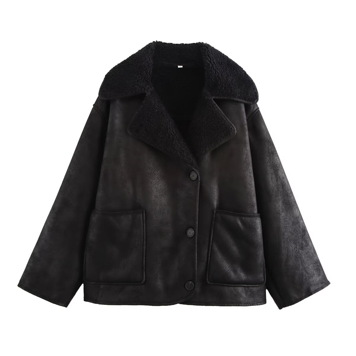 Women's Faux Leather Shearling Jacket
