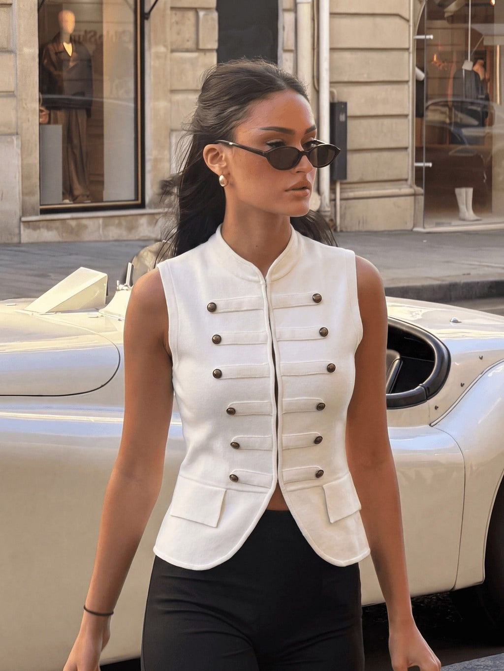 Women's Double-Breasted Knit Vest
