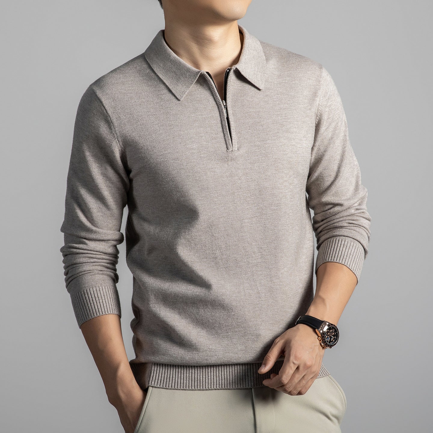 Men's Business Casual Polo Sweater