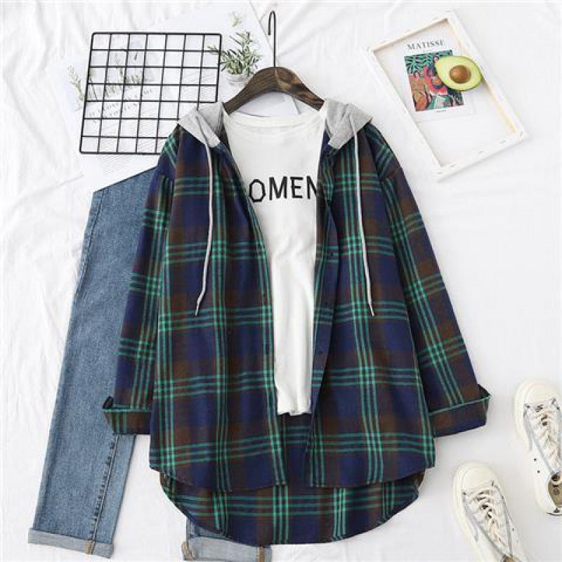 Plaid Flannel Hoodie Shirt