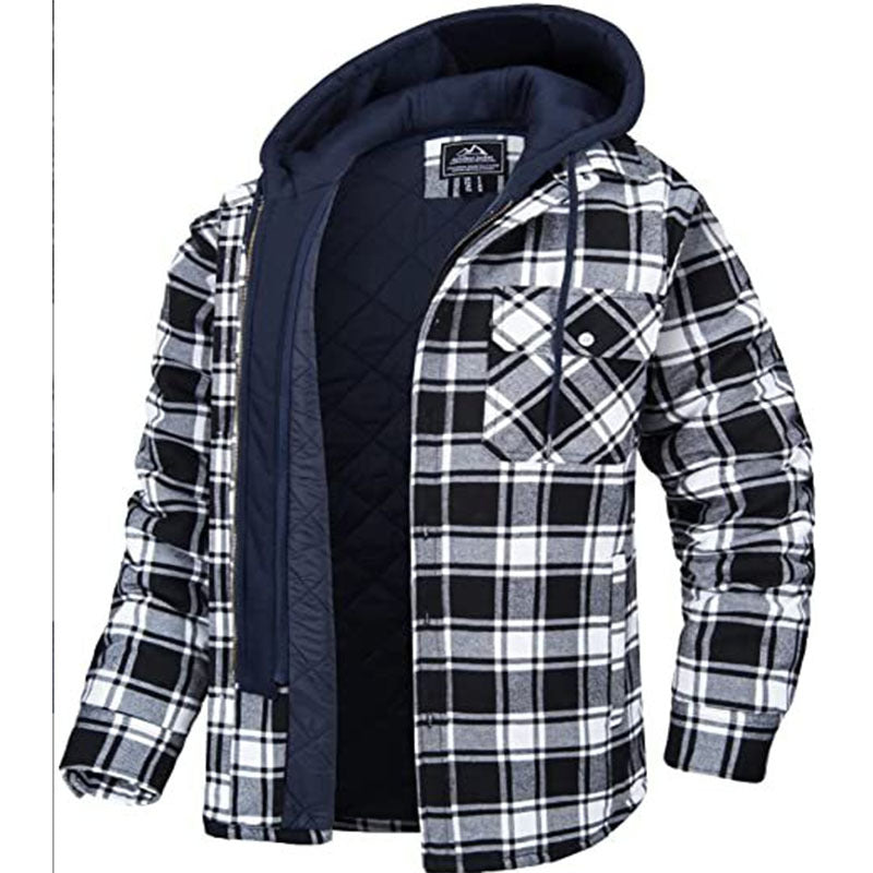 Quilted Hooded Flannel Jacket