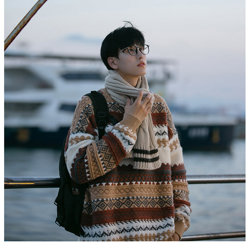 Tribal Pattern Knit Sweater