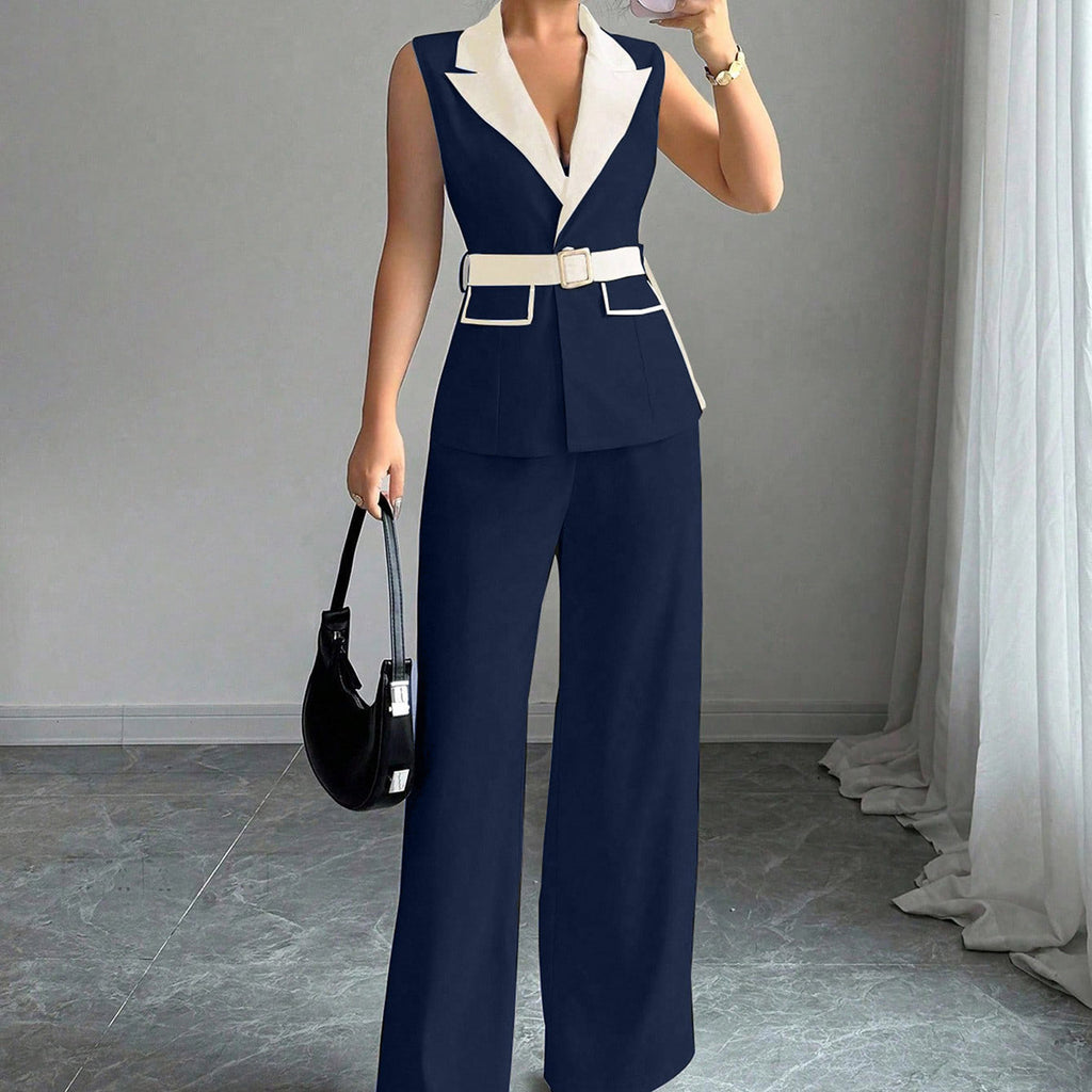 Sleeveless Blazer and Trousers Set