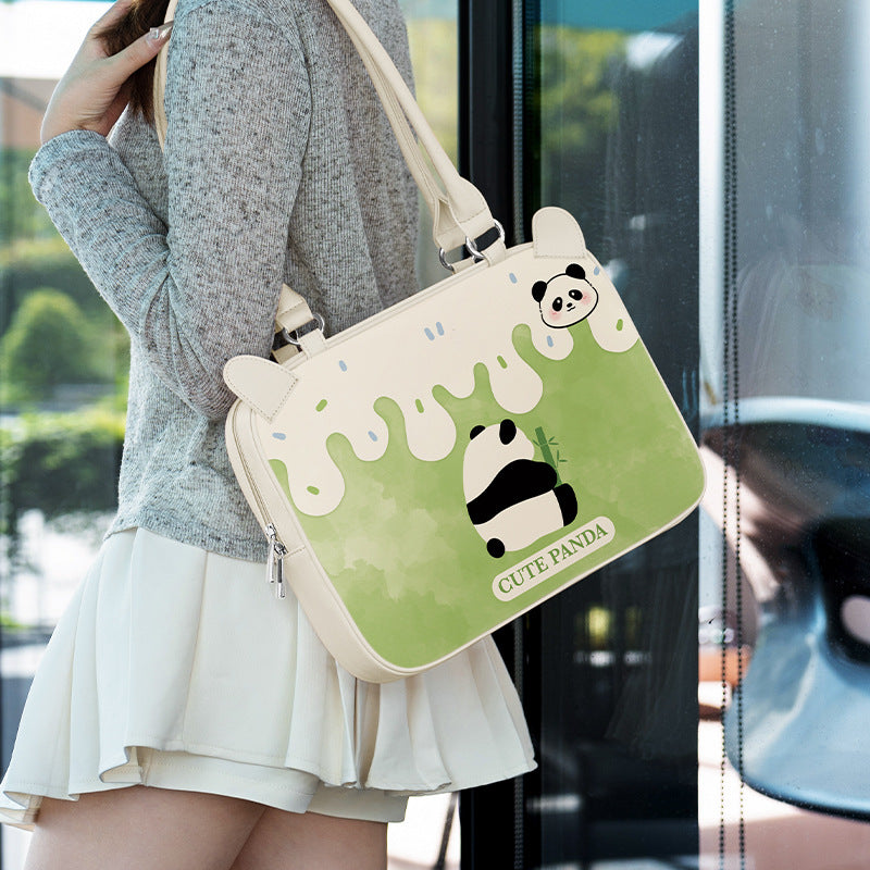 Cartoon Print Shoulder Laptop Bag