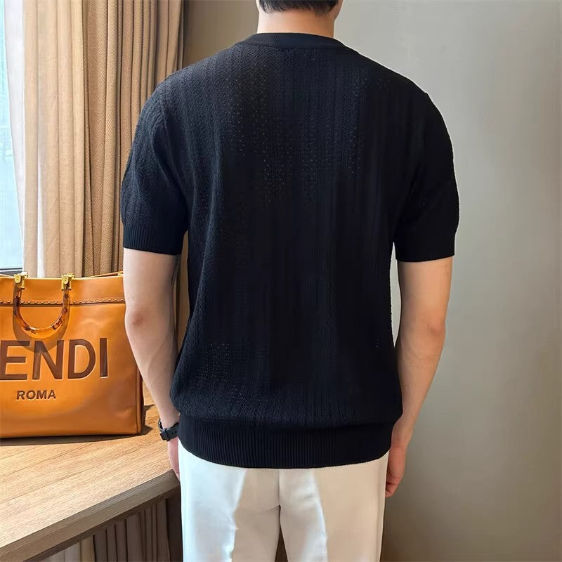 Men's Hollow-Knit Short-Sleeve Polo