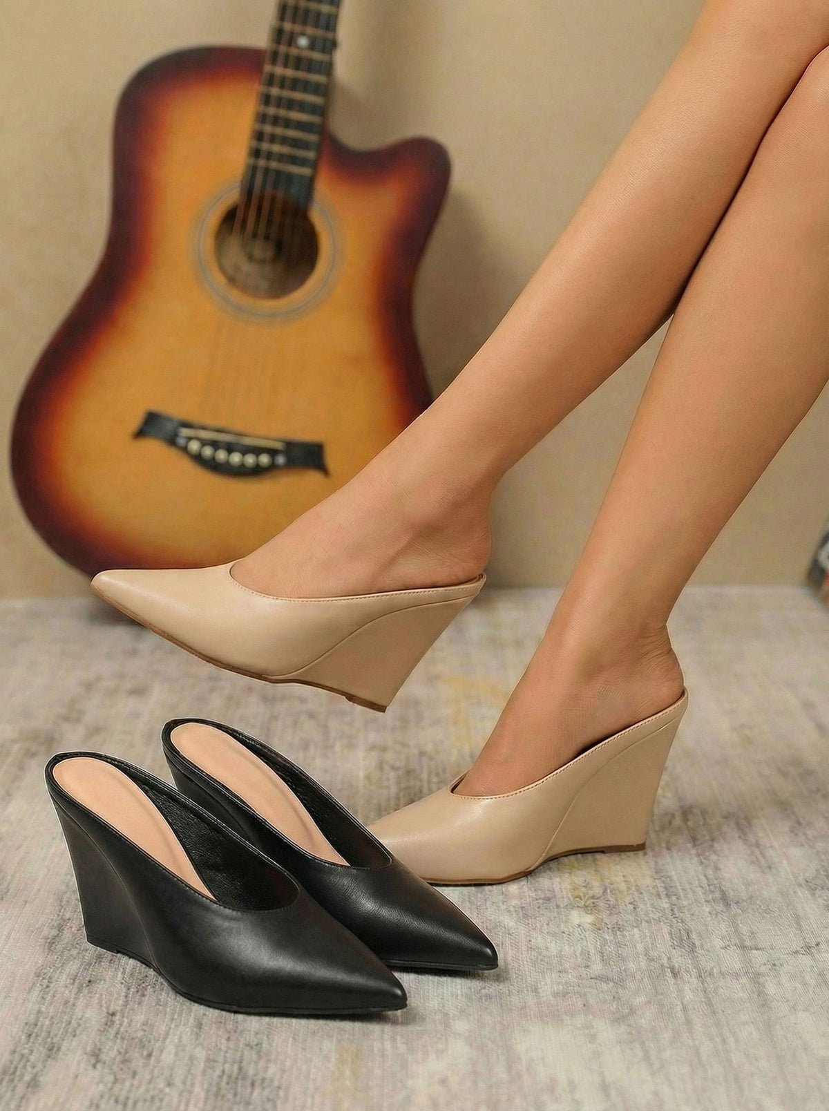 Pointed-Toe Wedge Heels