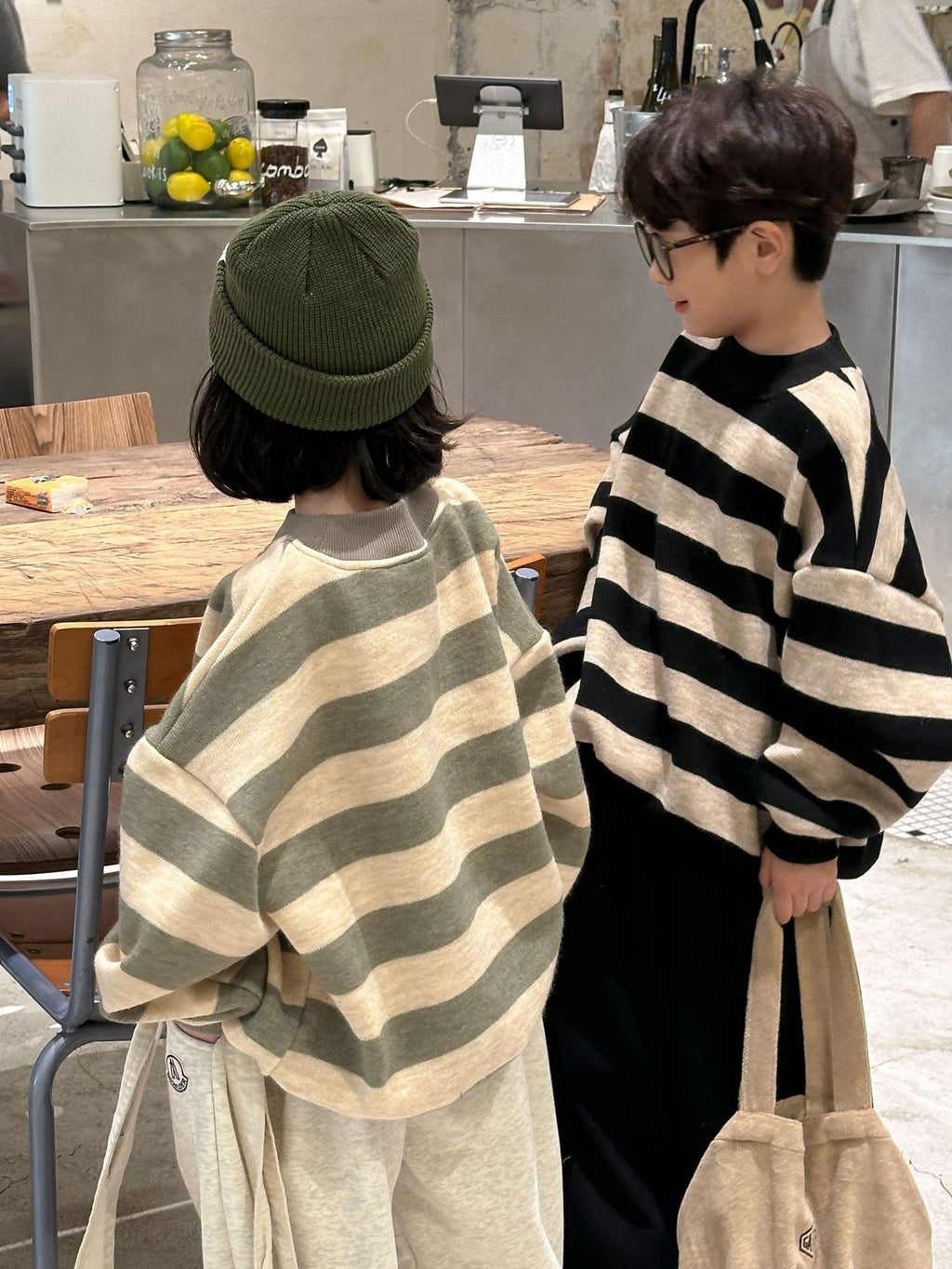 Kids' Striped Fleece-Lined Sweatshirt
