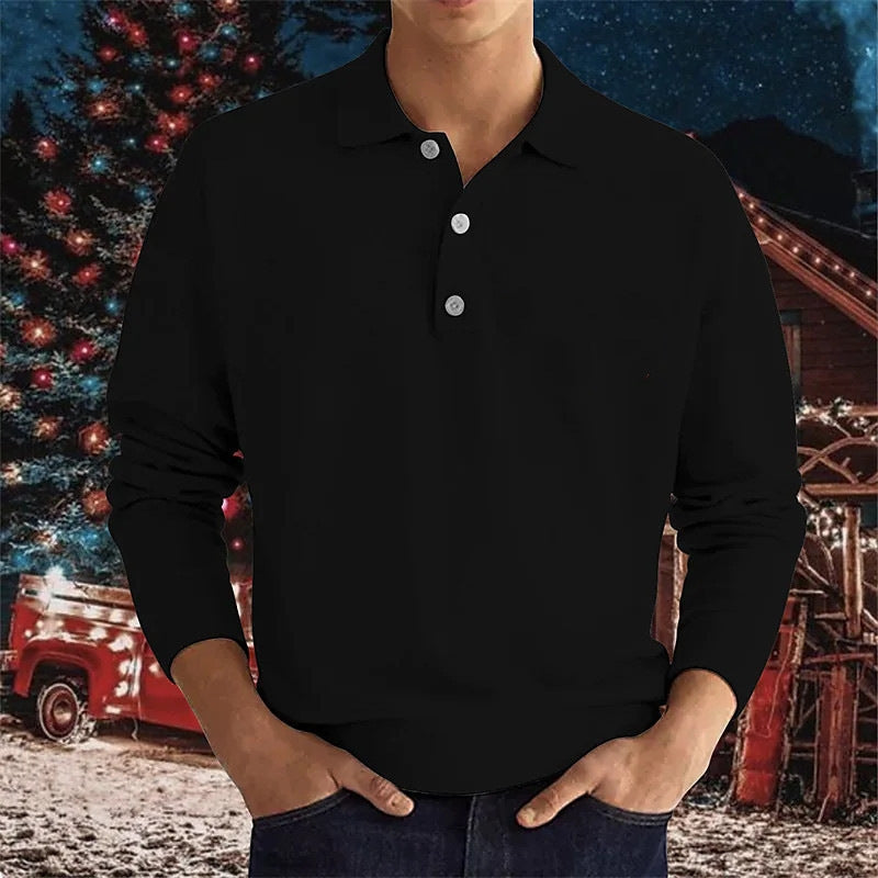 Classic Long-Sleeve Button Polo