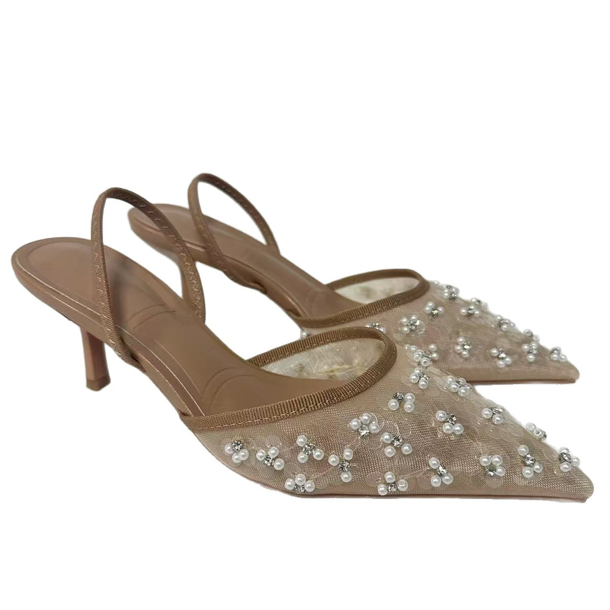 Sequin Mesh Slingback Heels – product view