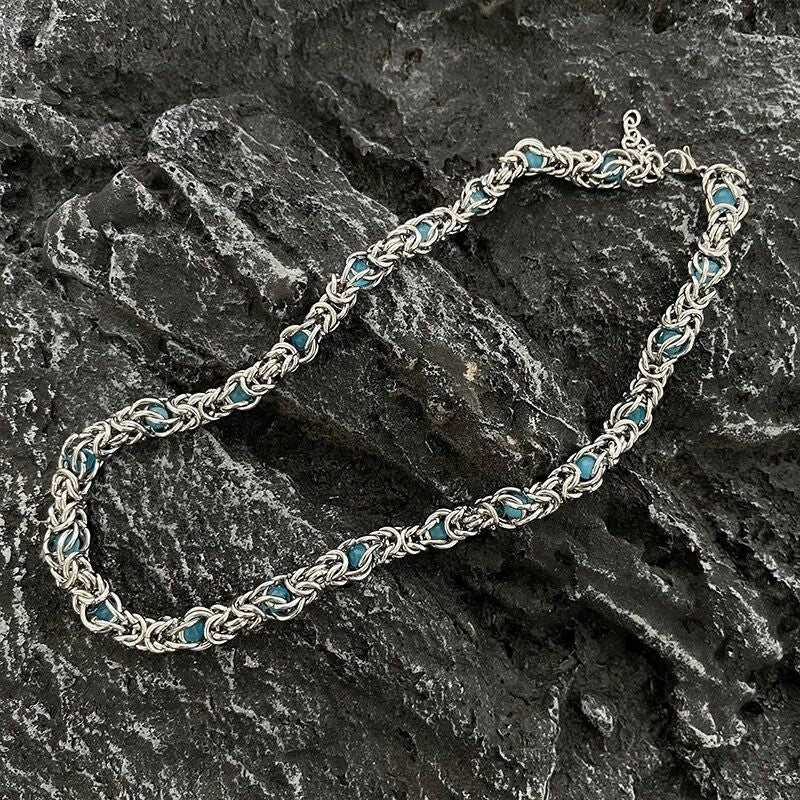 Titanium Steel Byzantine Chain Set