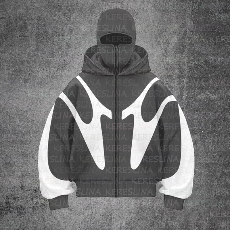 Abstract Zip-Up Hoodie