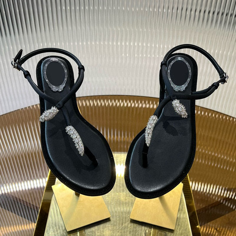 Rhinestone Satin Sandals