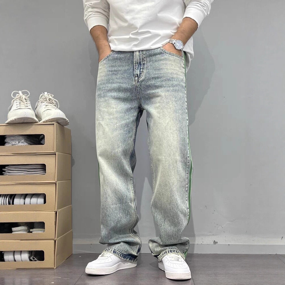 Retro Side Stripe Straight Leg Jeans
