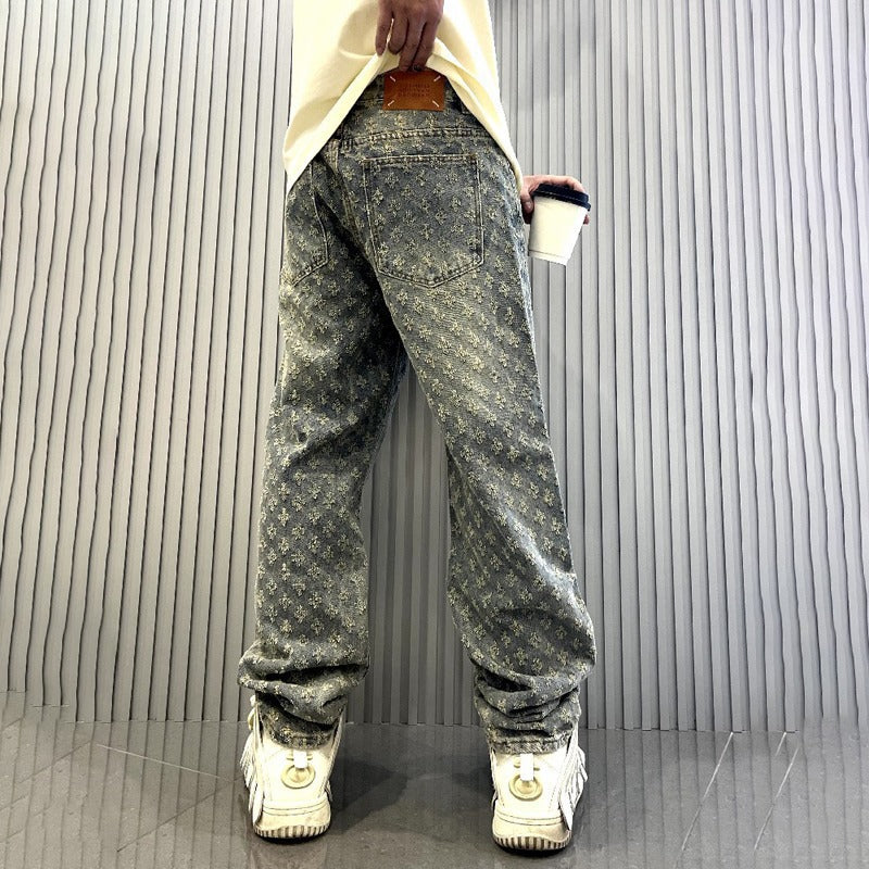Jacquard Straight-Leg Jeans