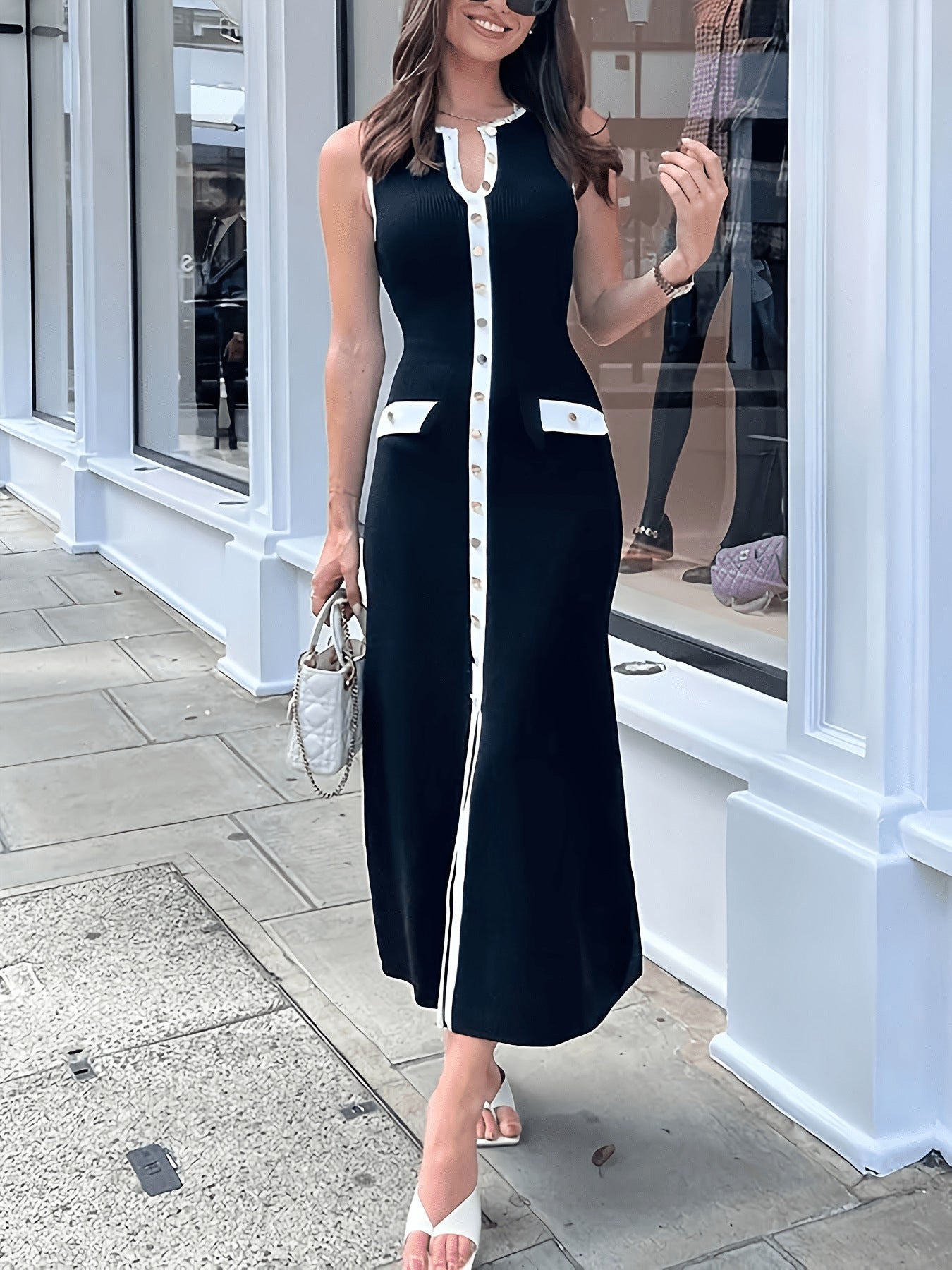 Classy Slit Knit Midi Dress