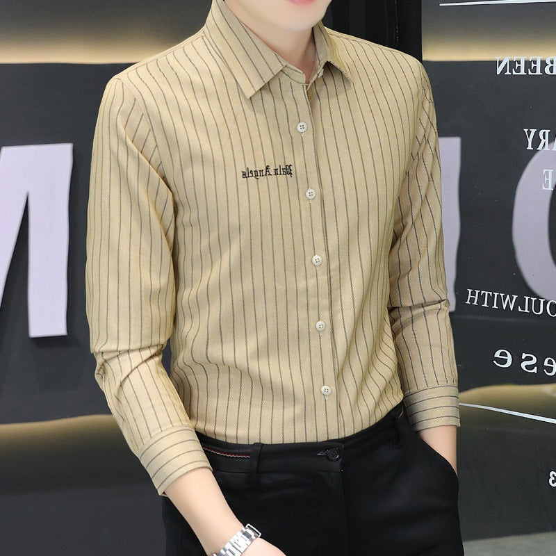 Men’s Slim-Fit Striped Business Casual Shirt