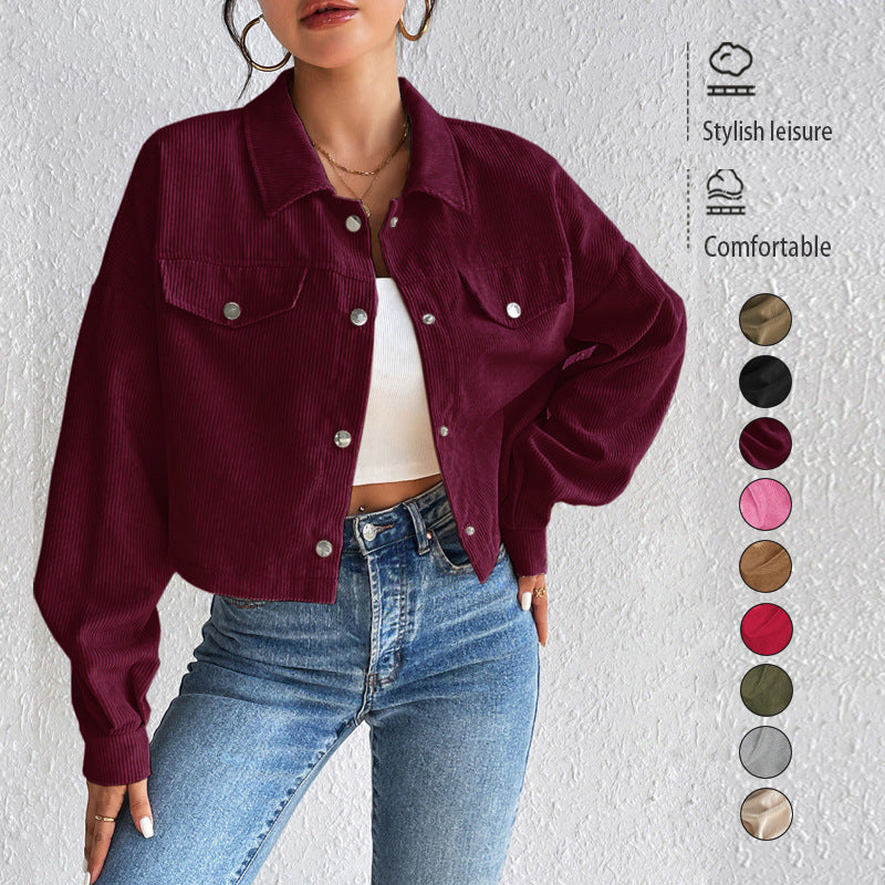 Corduroy Crop Utility Jacket