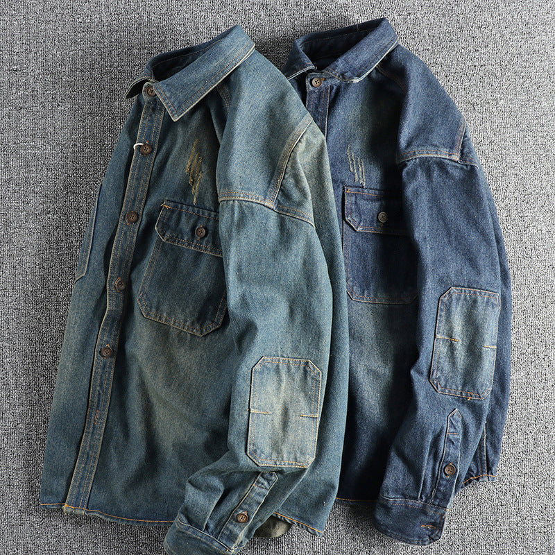 Heavyweight Distressed Denim Overshirt