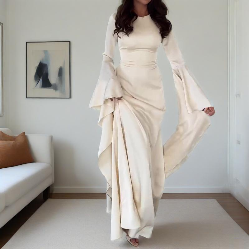 Elegant Bell Sleeve Evening Gown