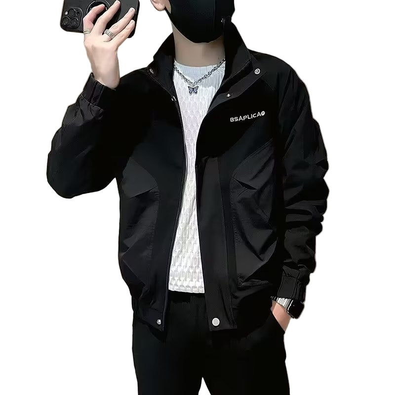 Embroidered stand-collar jacket