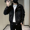 Embroidered stand-collar jacket — L / black