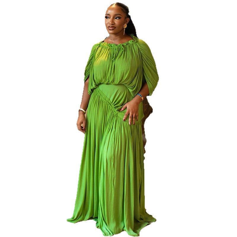 Pleated-Waist Swing Dress