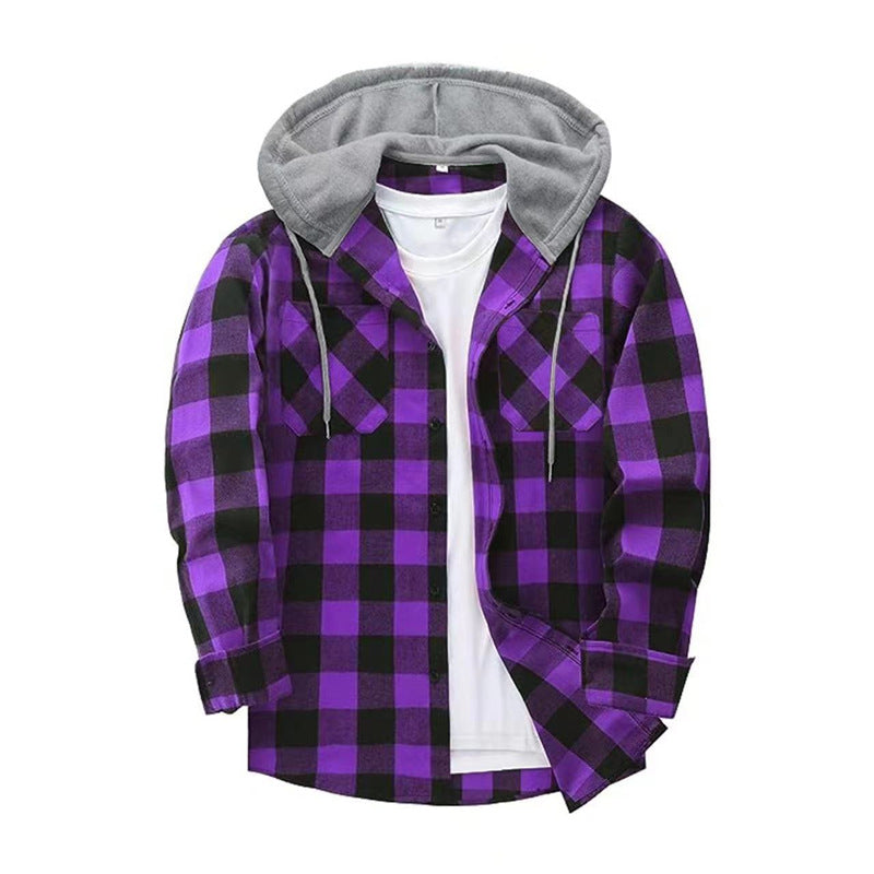 Plaid Hooded Shirt Jacket
