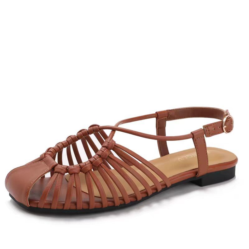 Woven Buckle Flat Sandals
