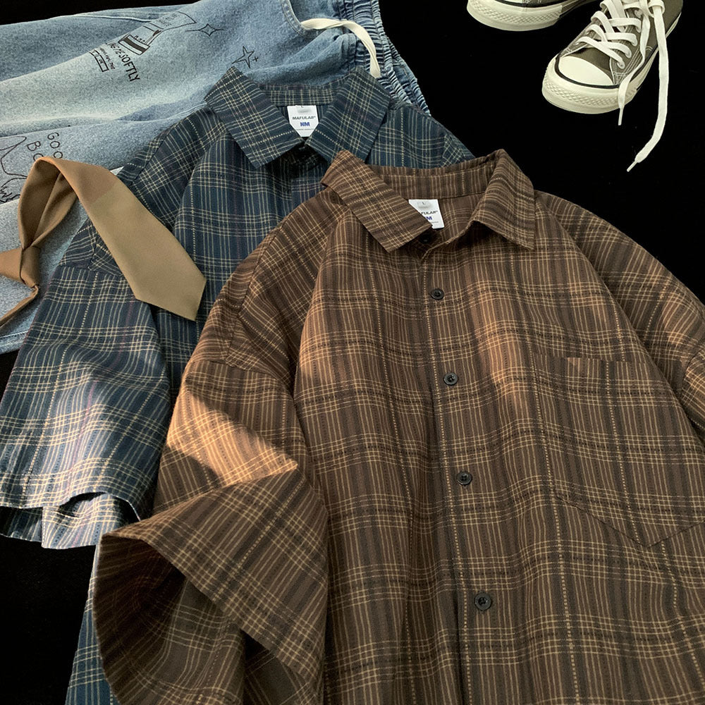 Vintage Plaid Casual Overshirt