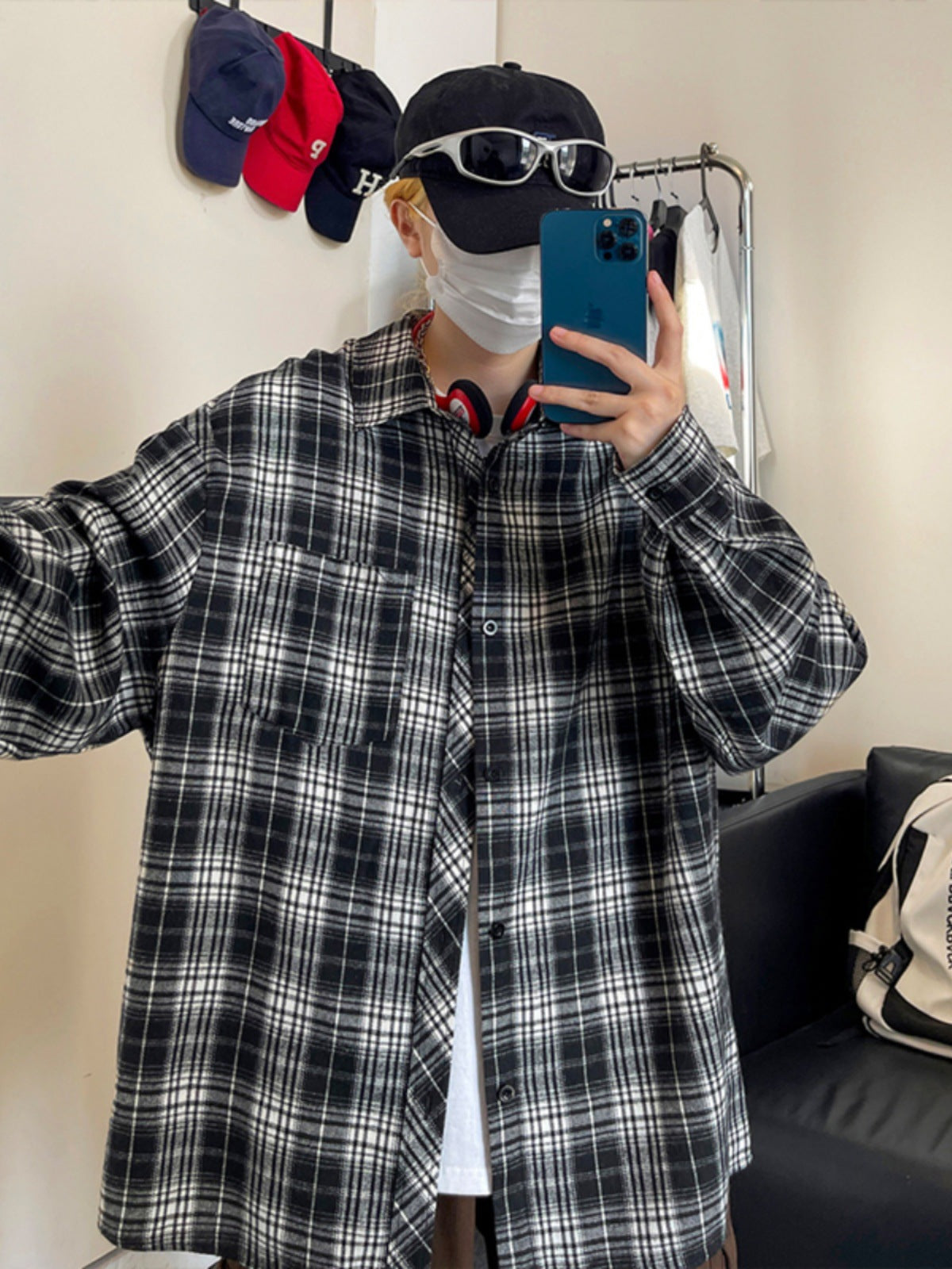 Plaid Loose-Fit Casual Shirt Jacket