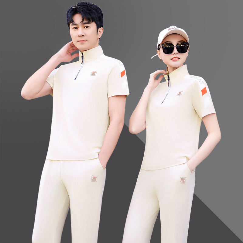 Sport-Stripe Zip Polo Set